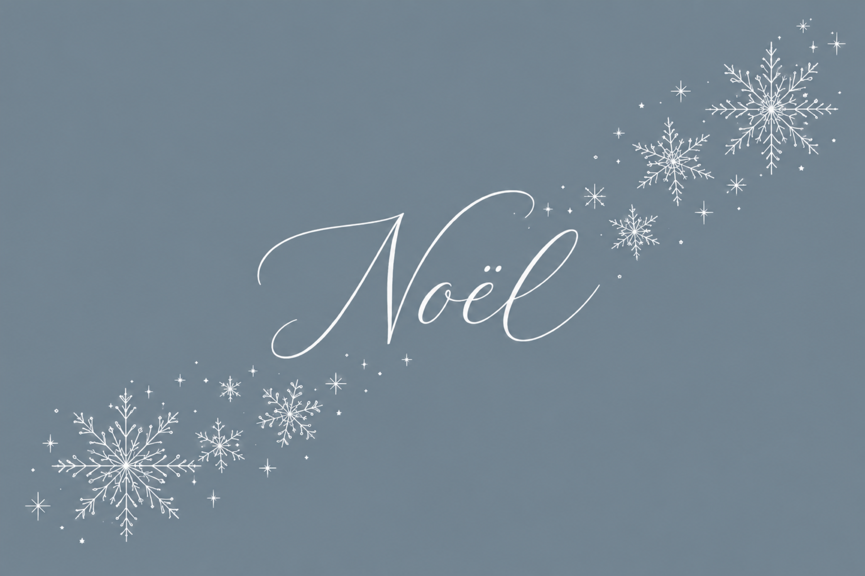 雪の結晶とNoël文字のクリスマスメッセージカードイラスト96847に写真・文字を入れる