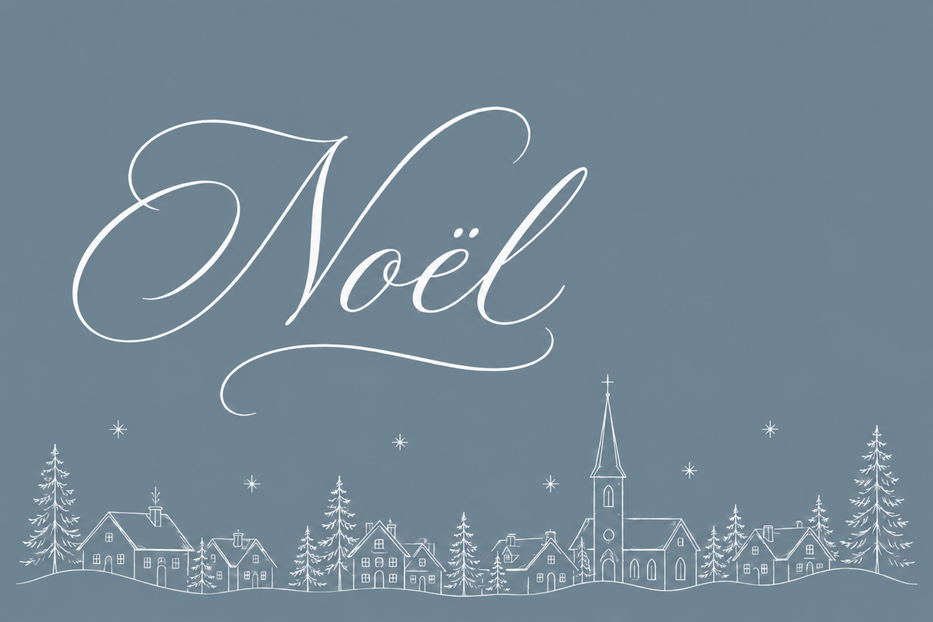 雪の街並みとNoëlのクリスマスメッセージカードイラスト96850に写真・文字を入れる
