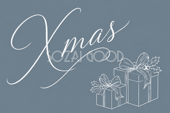 プレゼントと大きなXmas文字のクリスマスメッセージカードイラスト96852