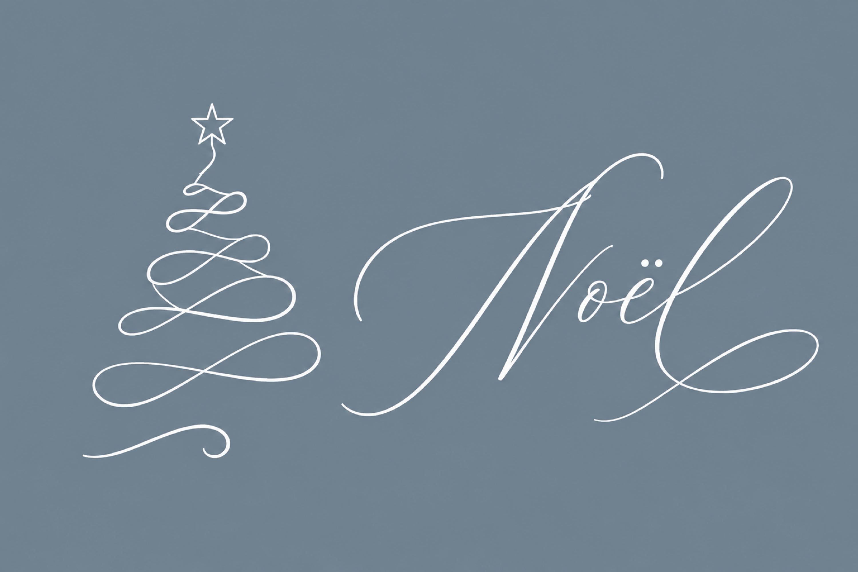 一筆書きツリーとNoëlのクリスマスメッセージカードイラスト96857に写真・文字を入れる