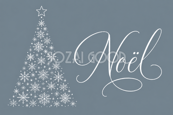 雪の結晶ツリーとNoëlのクリスマスメッセージカードイラスト96859