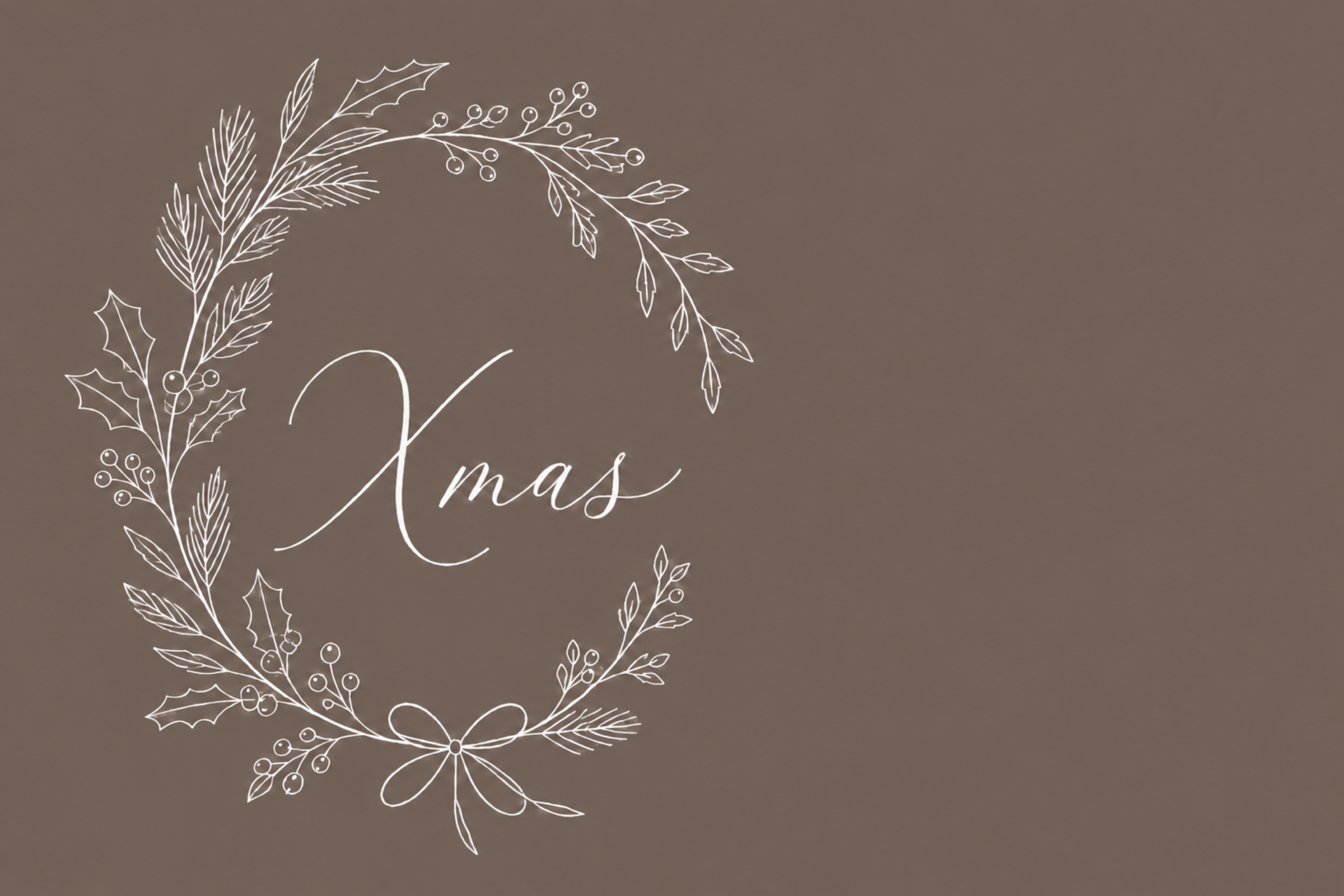 楕円リースとXmas文字のおしゃれなクリスマスメッセージカードイラスト96867に写真・文字を入れる