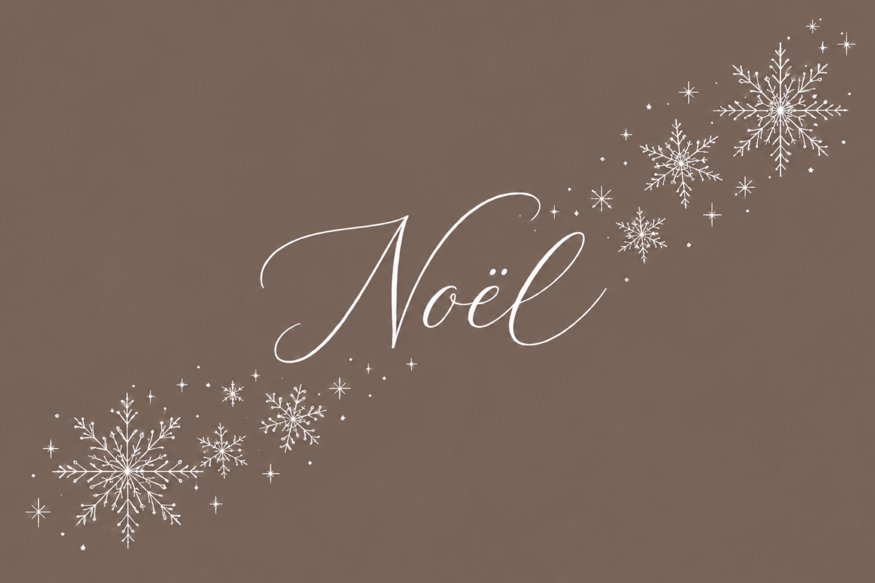 雪の結晶とNoël文字のおしゃれなクリスマスメッセージカードイラスト96868に写真・文字を入れる