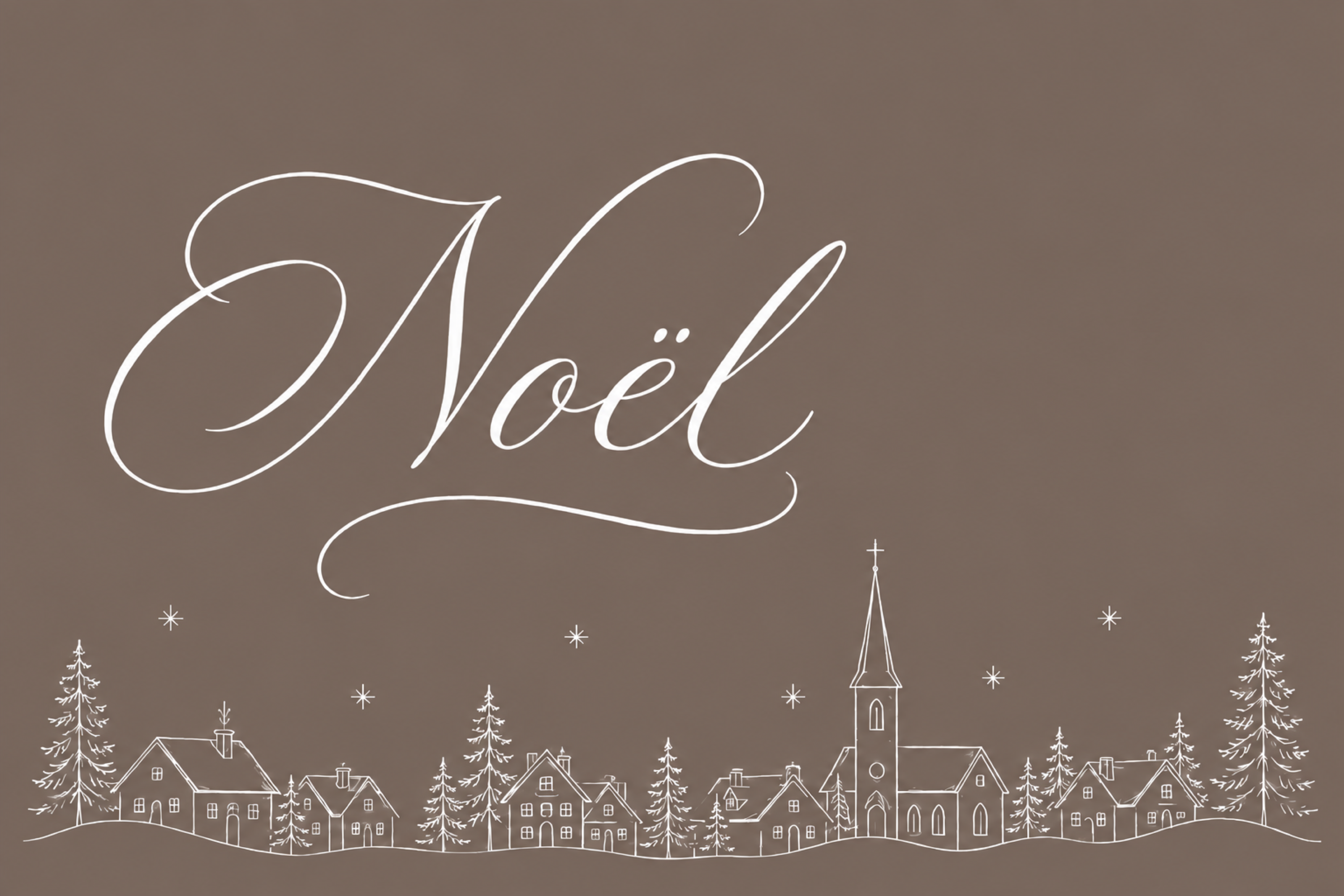 冬の街並みとNoël文字のおしゃれなクリスマスメッセージカードイラスト96871に写真・文字を入れる