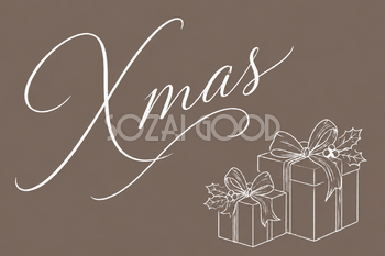 プレゼントとXmas文字のおしゃれなクリスマスメッセージカードイラスト96873