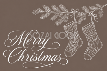 クリスマス靴下と白い筆記体のおしゃれなメッセージカードイラスト96874