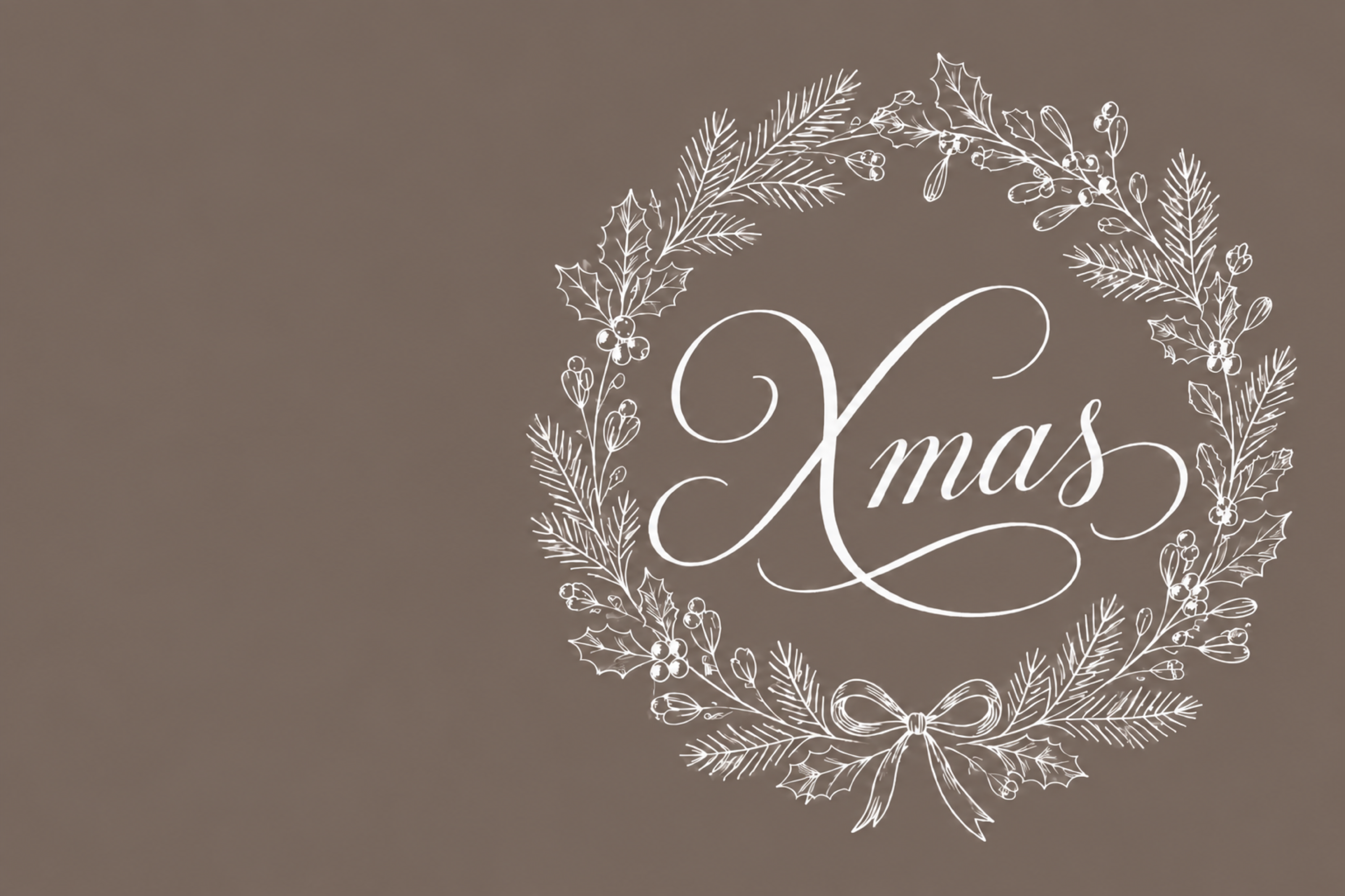 丸い冬リースとXmas文字のおしゃれなクリスマスメッセージカードイラスト96876に写真・文字を入れる