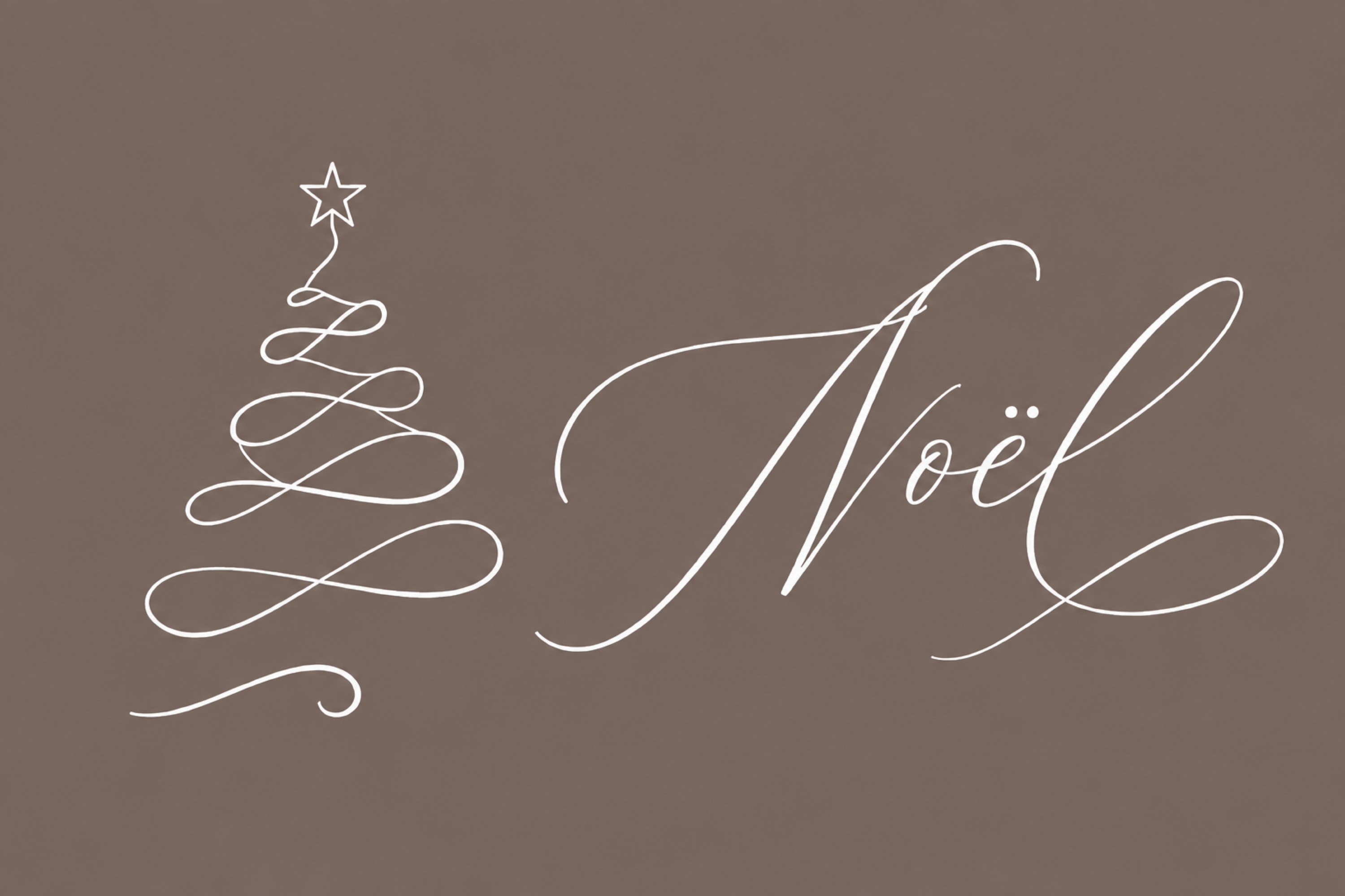 一本線のクリスマスツリーとNoëlのおしゃれなメッセージカードイラスト96878に写真・文字を入れる