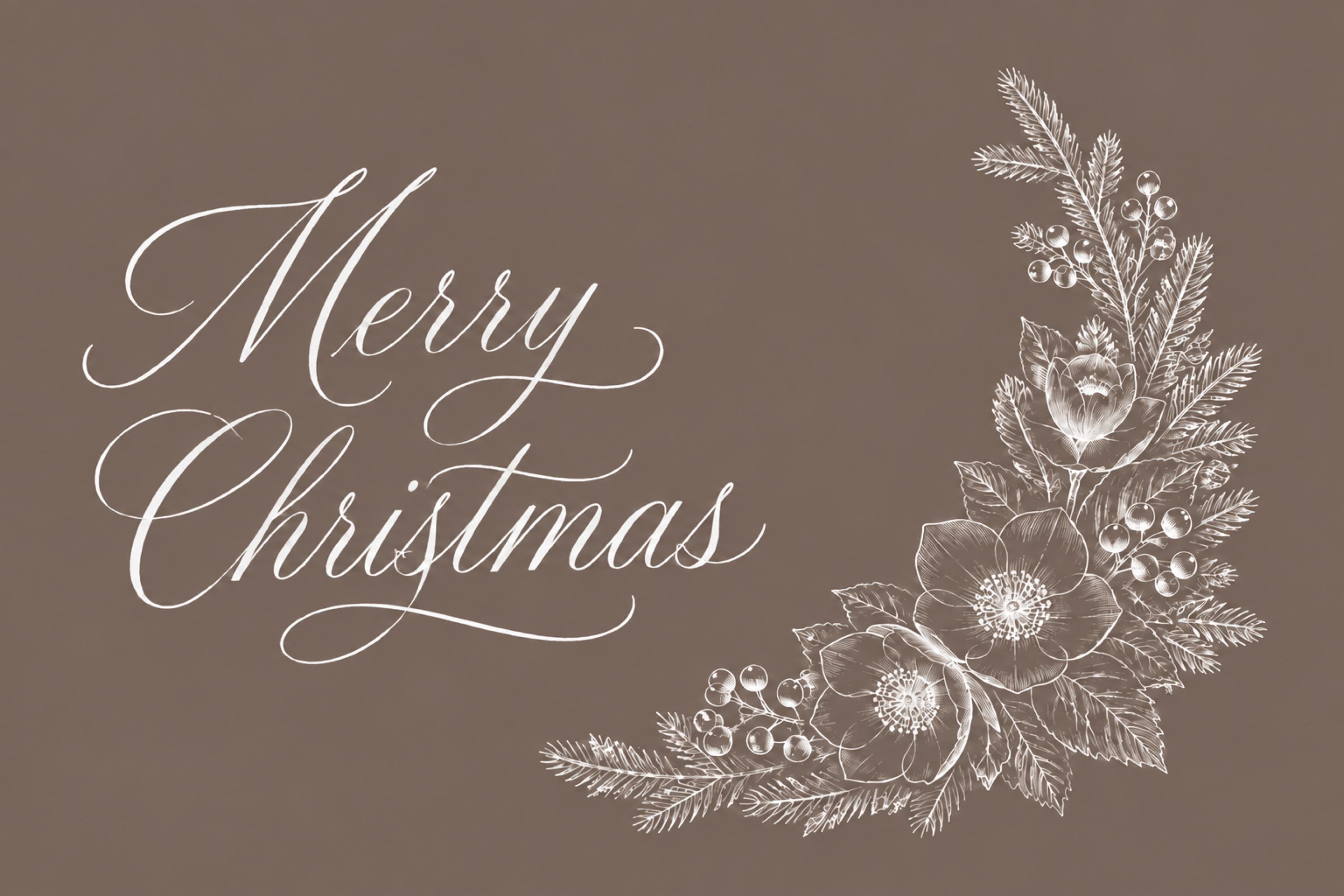 クリスマスローズと白い筆記体のおしゃれなメッセージカードイラスト96879に写真・文字を入れる