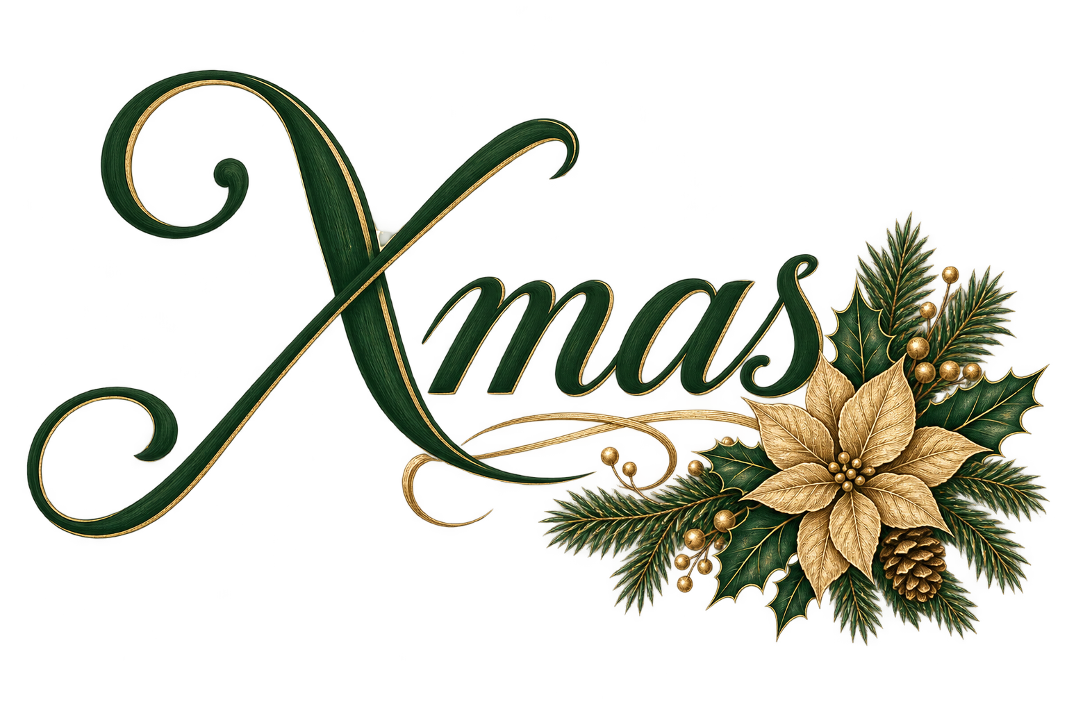 ポインセチアとXmasのおしゃれなロゴ・文字イラスト96884に写真・文字を入れる