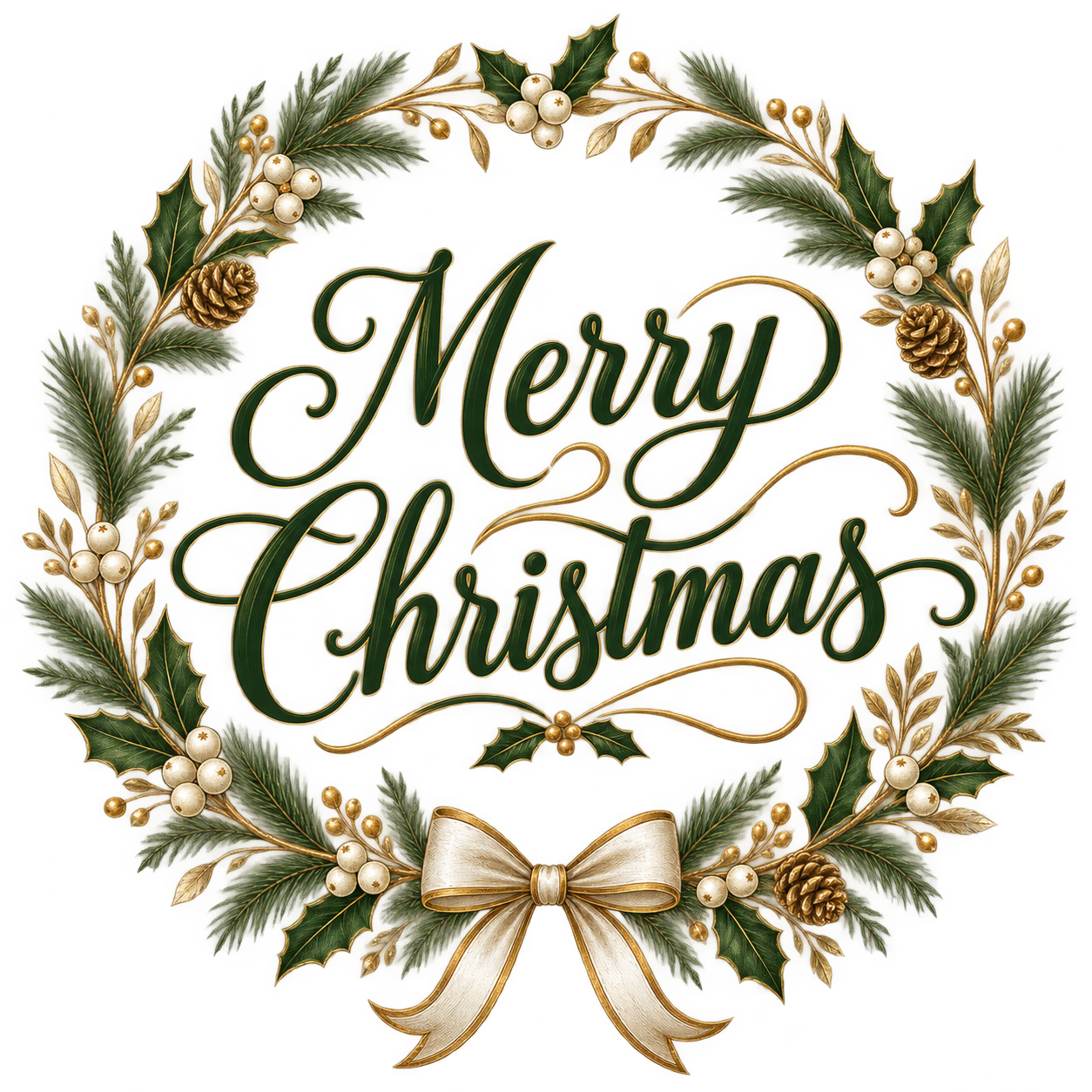 植物リースとMerry Christmasのおしゃれなロゴ・文字イラスト96885に写真・文字を入れる