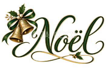 ベルとNoël文字のおしゃれなクリスマスロゴイラスト96886