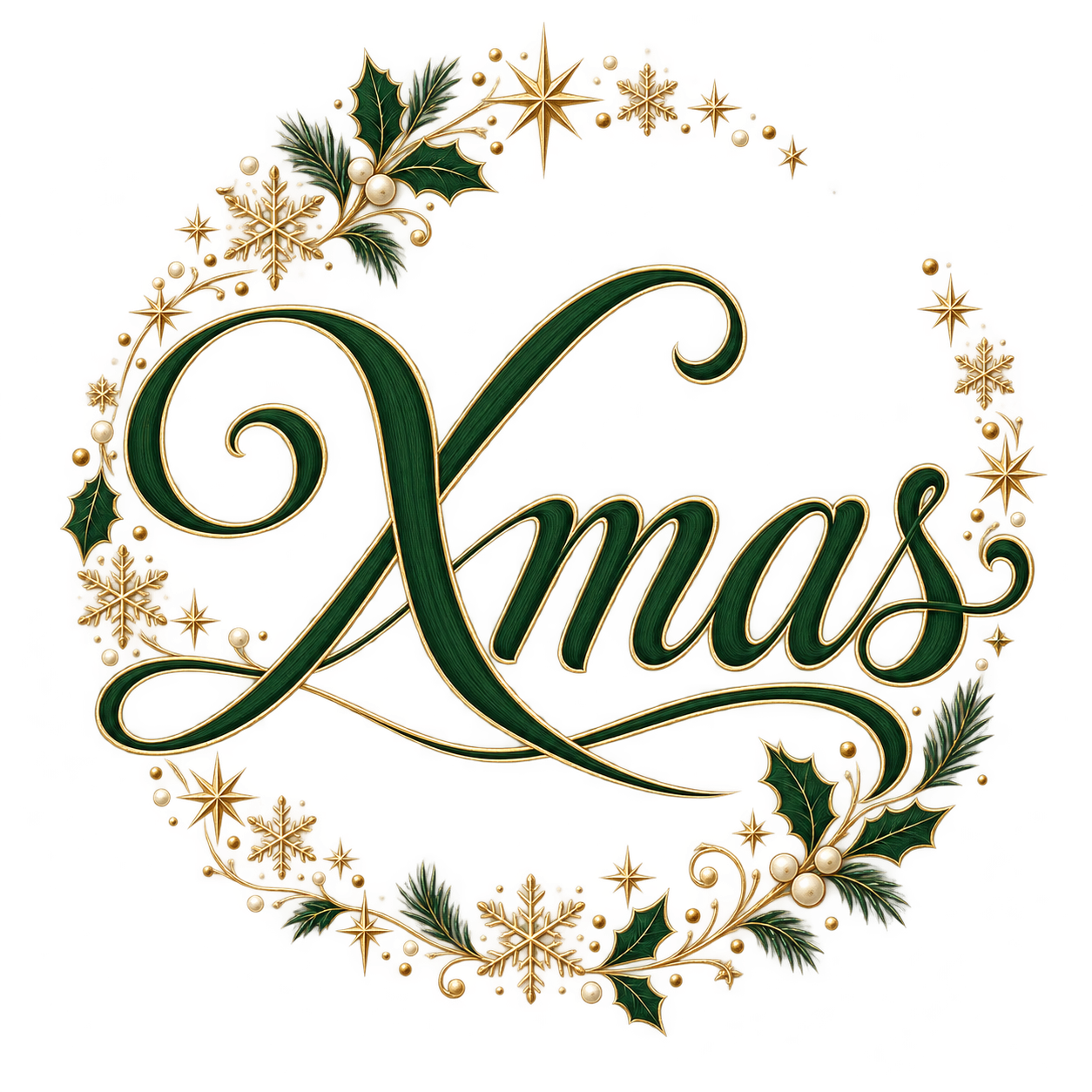 星のリースとXmas文字のおしゃれなクリスマスロゴイラスト96887に写真・文字を入れる