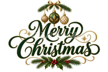 オーナメントとMerry Christmasのおしゃれなロゴ・文字イラスト96888