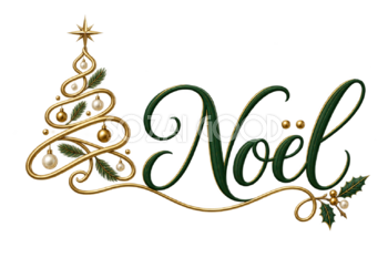 リボンツリーとNoëlのおしゃれなクリスマスロゴ・文字イラスト96889