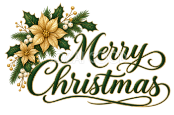 ポインセチアとMerry Christmasのおしゃれなロゴ・文字イラスト96892