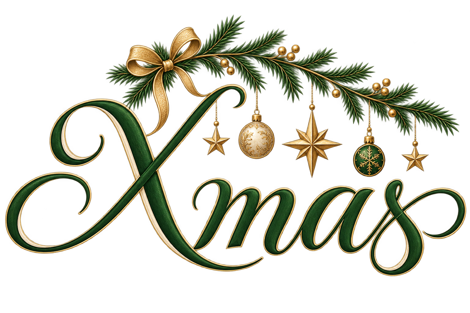 星の吊り飾りとXmasのおしゃれなクリスマスロゴ・文字イラスト96894に写真・文字を入れる
