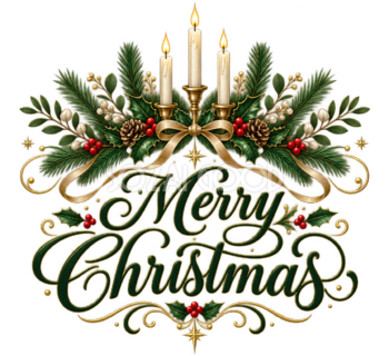 キャンドルとMerry Christmasのおしゃれなロゴ・文字イラスト96895