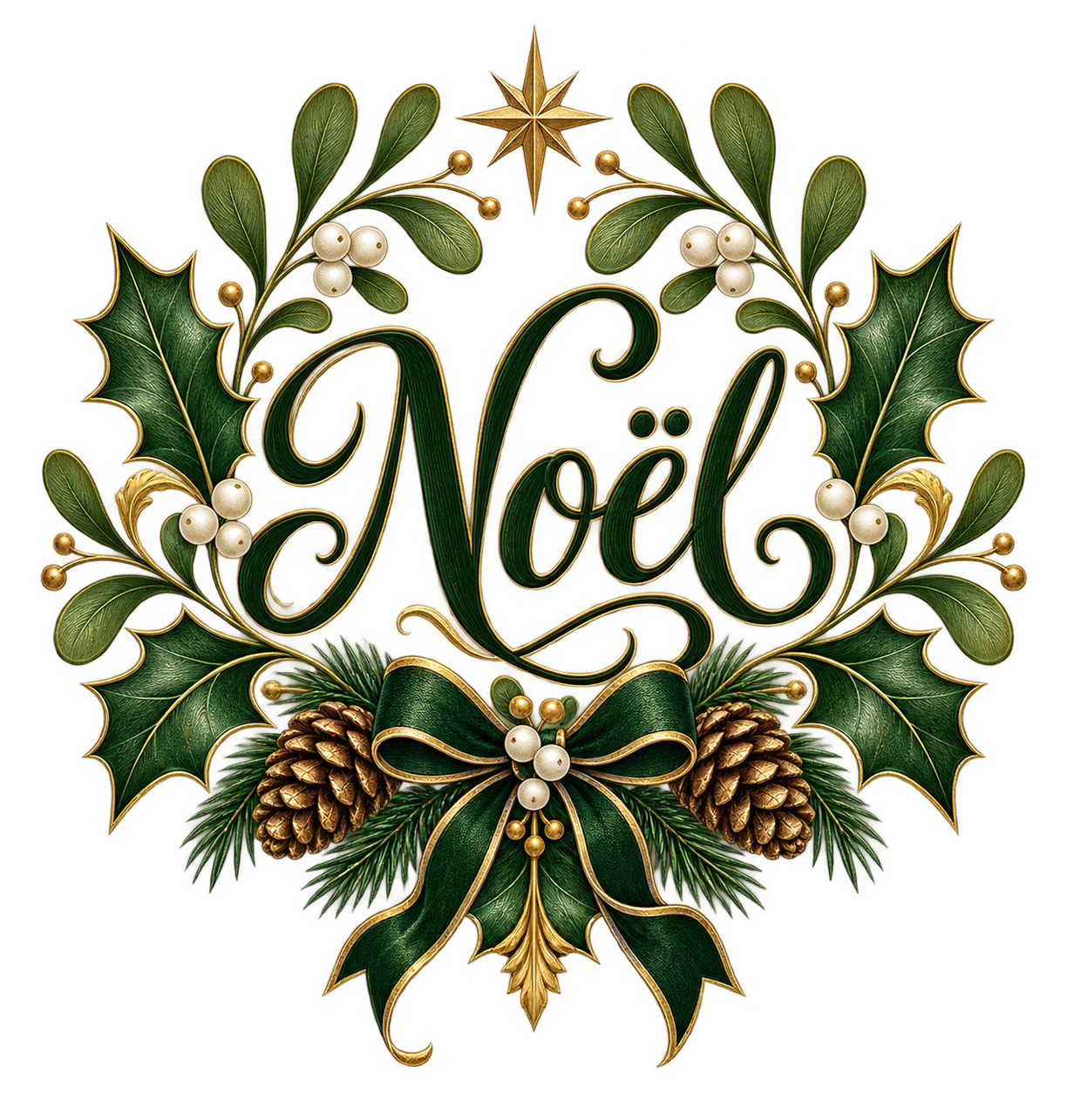植物の紋章とNoëlのおしゃれなクリスマスロゴ・文字イラスト96896に写真・文字を入れる