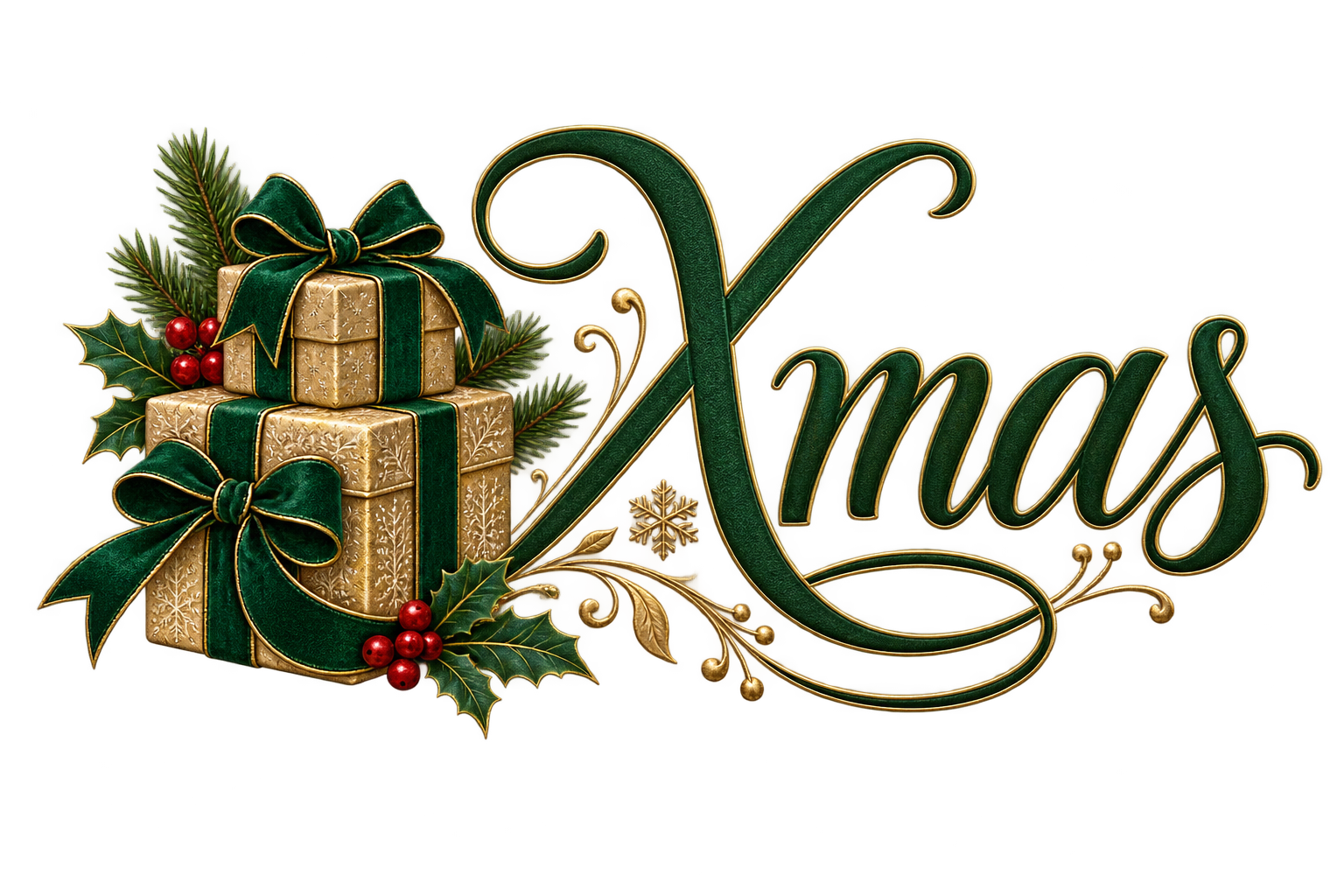 プレゼントとXmas文字のおしゃれなクリスマスロゴイラスト96897に写真・文字を入れる