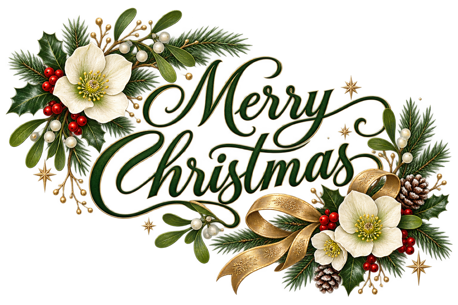 冬の白い花とMerry Christmasのおしゃれなロゴ・文字イラスト96901に写真・文字を入れる
