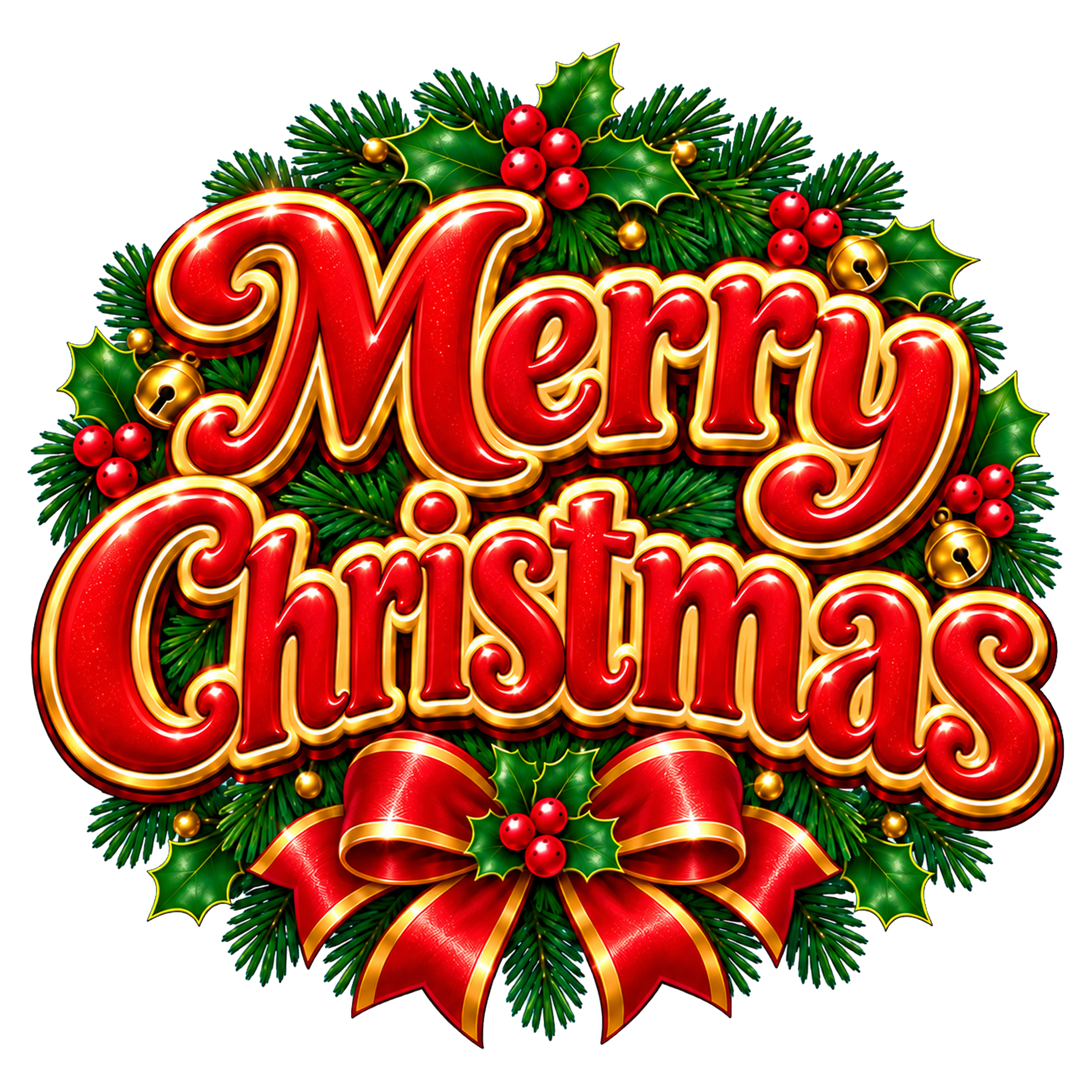 リースのクリスマスロゴ｜かわいい赤文字の無料イラスト素材96931に写真・文字を入れる