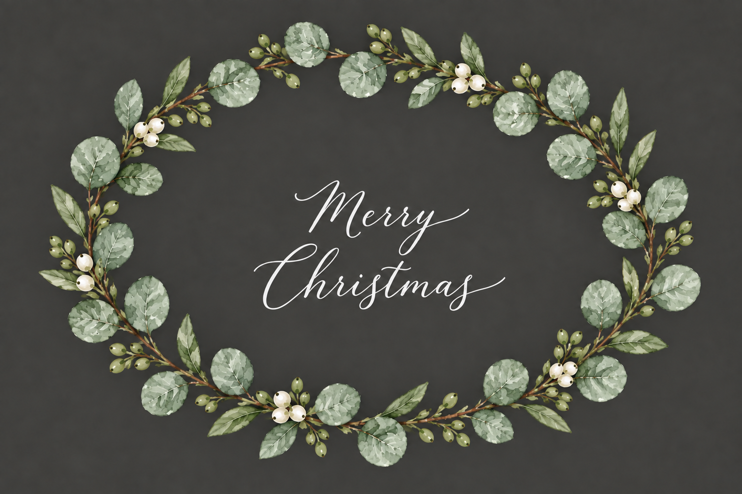 細いユーカリリース｜ボタニカルのクリスマスメッセージカード・無料イラスト96964に写真・文字を入れる