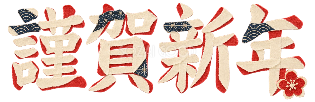 和紙の「謹賀新年」|2027未年の年賀状用文字・ロゴ無料イラスト97252