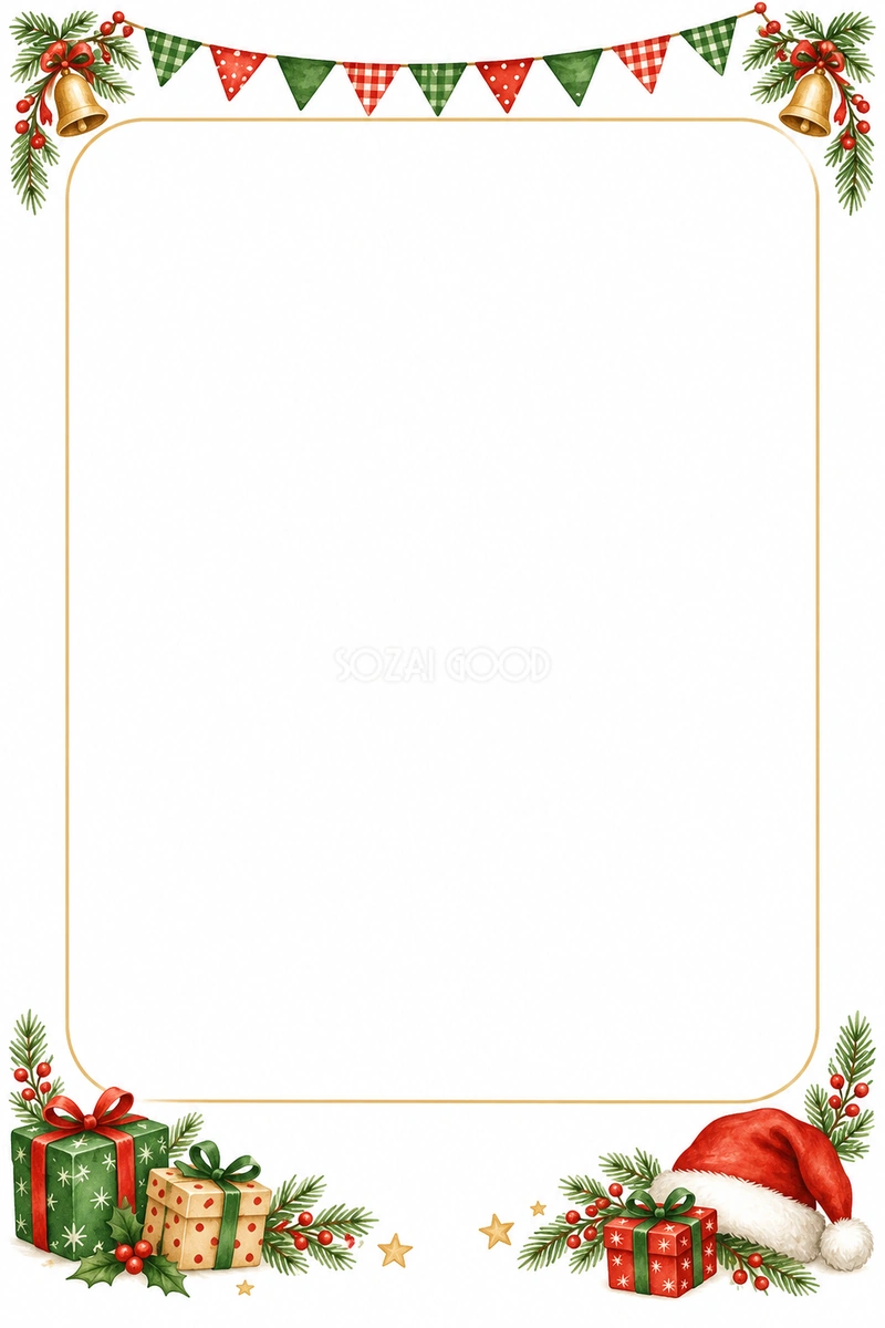 クリスマス会のお知らせフレーム|文章・写真を添える枠の無料イラスト97508