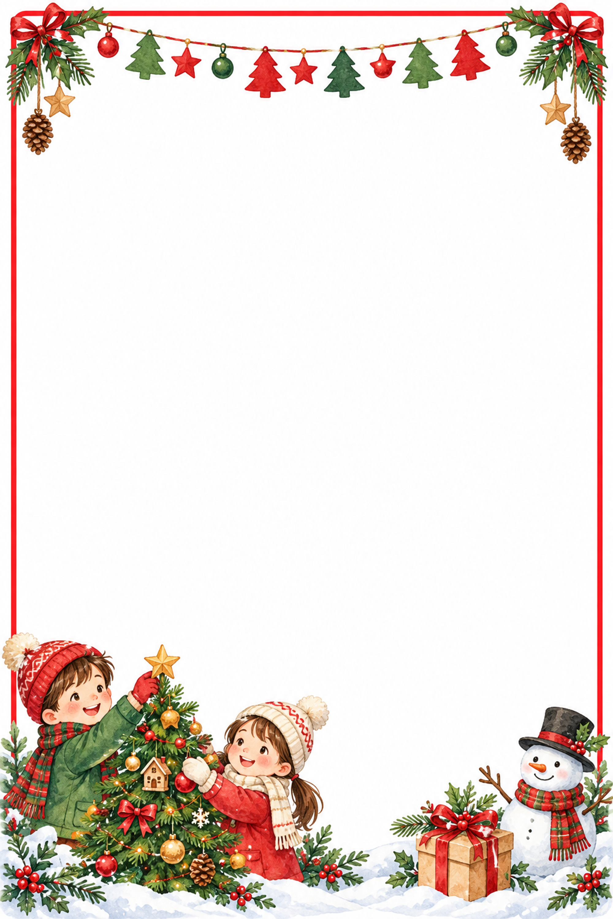 子ども会のクリスマス会フレーム｜写真・メッセージを飾る冬の枠の無料イラスト97679に写真・文字を入れる