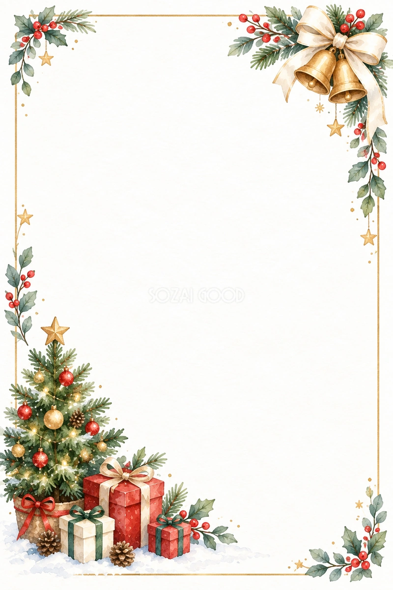 クリスマスイベント開催のPOPフレーム｜文字なしの無料イラスト 97837