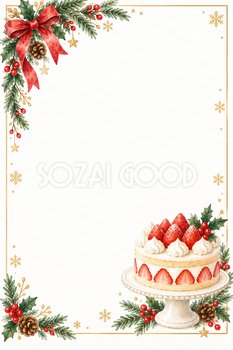 クリスマスケーキ予約のPOPフレーム｜文字なしの無料イラスト 97840