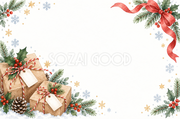 クリスマス商品の発送締切のPOPフレーム｜文字なしの無料イラスト 97845