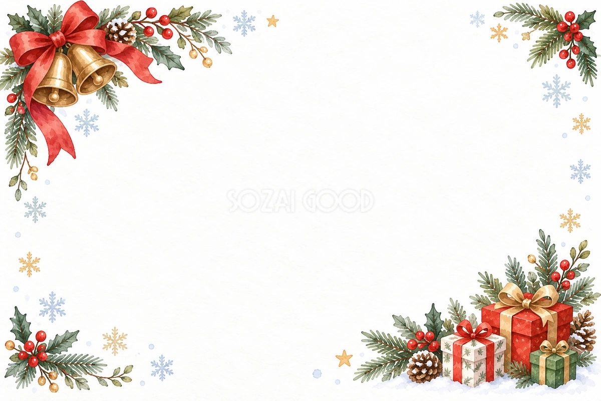 クリスマスイベントのSNS告知のPOPフレーム|文字なしの無料イラスト 97847
