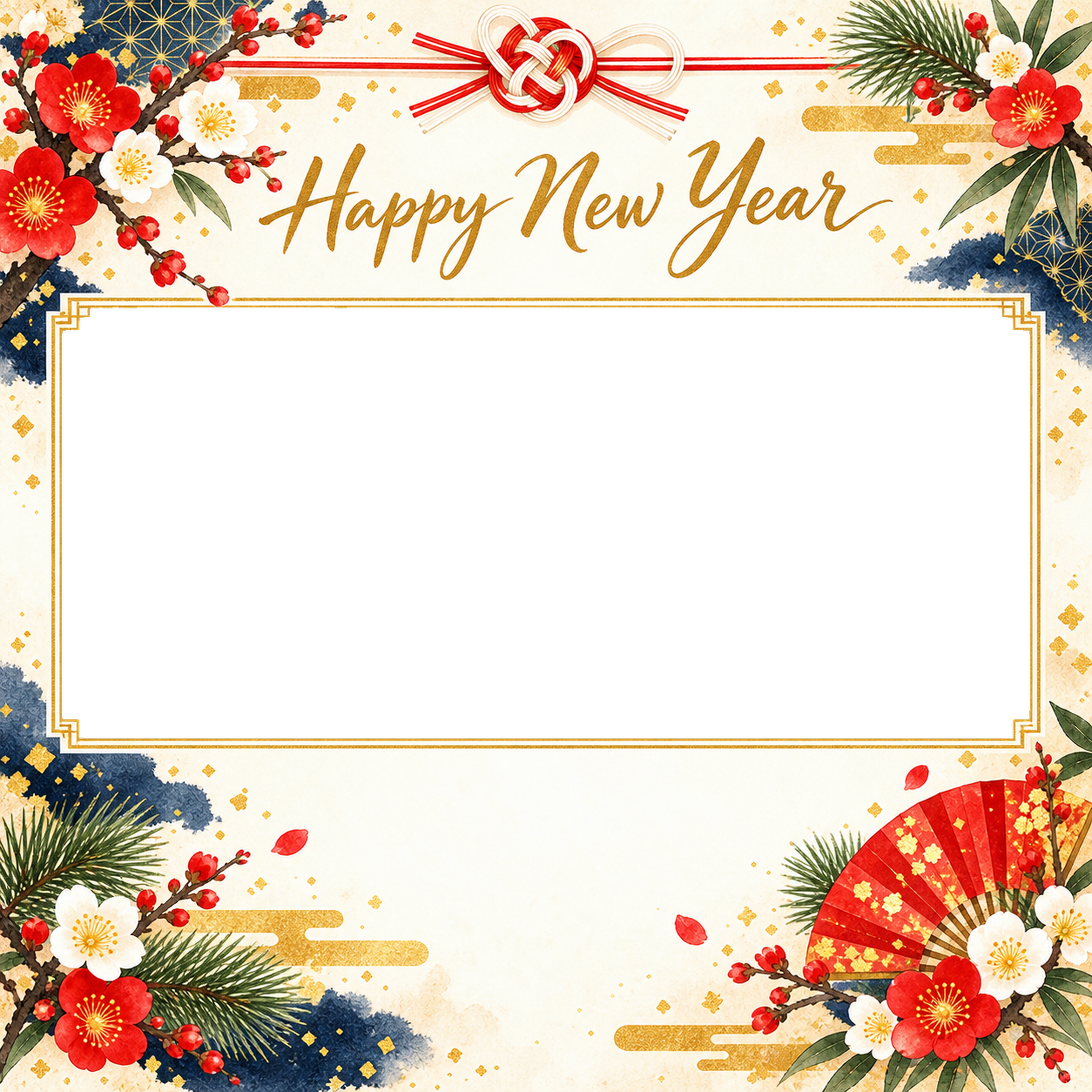 写真1枚の正方形新年カード｜SNSで送る無料イラスト・写真フレーム 97850に写真・文字を入れる