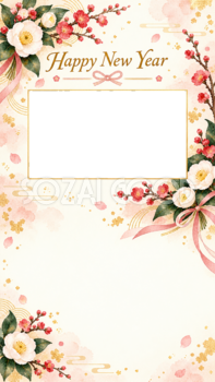 写真とメッセージのスマホ縦長新年カード｜SNSで送る無料イラスト・写真フレーム 97857