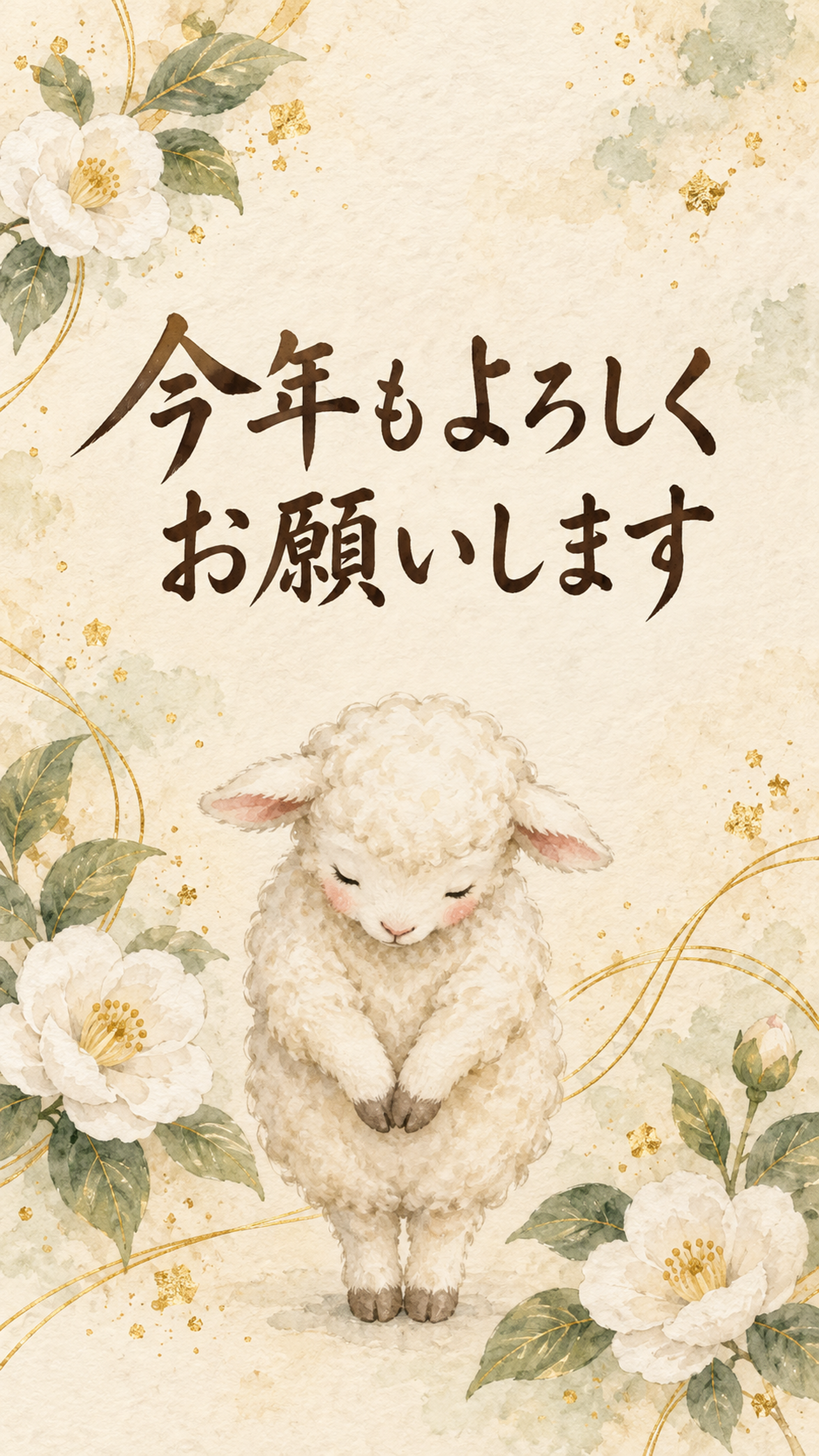 「今年もよろしくお願いします」羊の新年カード｜文字入り無料イラスト 97936に写真・文字を入れる