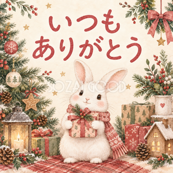 「いつもありがとう」クリスマスカード｜そのまま送れる無料イラスト 97943