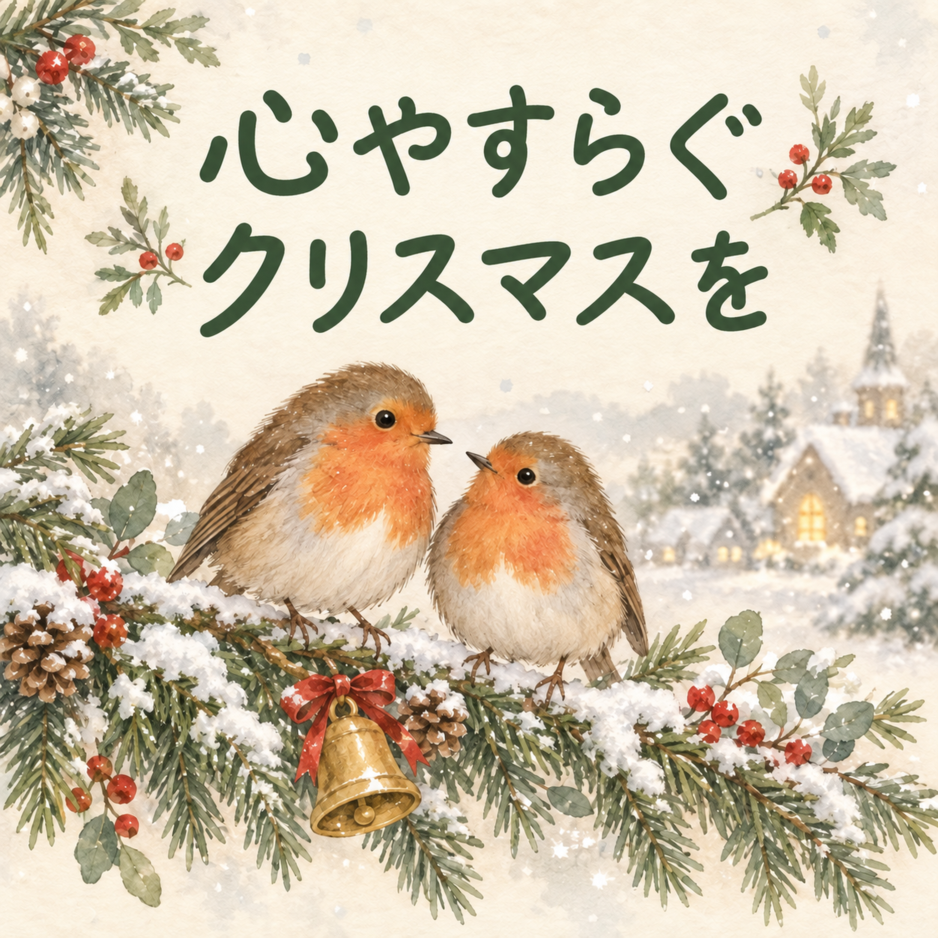 「心やすらぐクリスマスを」クリスマスカード｜そのまま送れる無料イラスト 97946に写真・文字を入れる