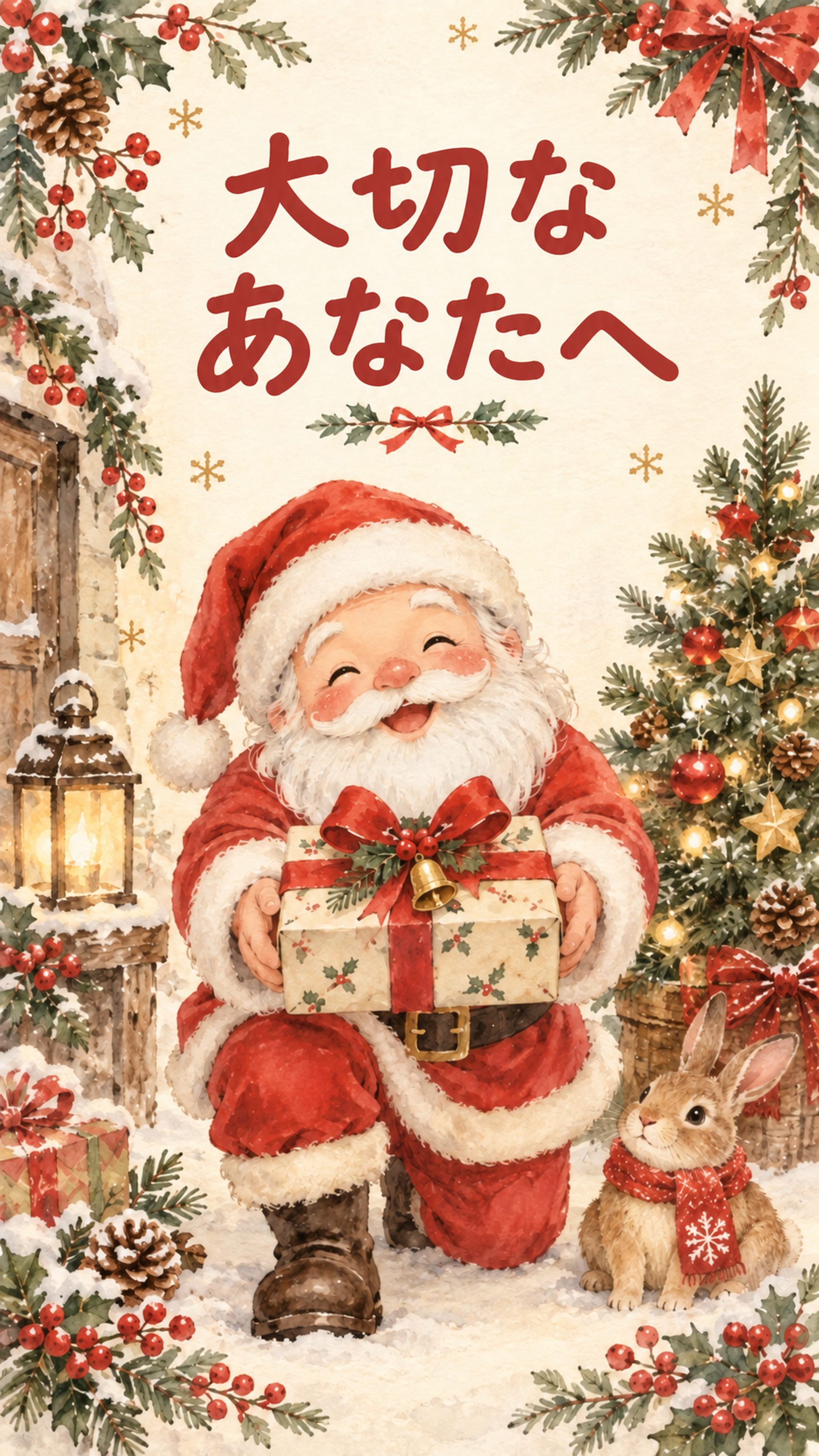 「大切なあなたへ」クリスマスカード｜そのまま送れる無料イラスト 97947に写真・文字を入れる