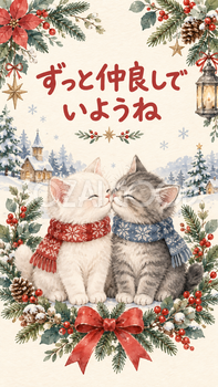 「ずっと仲良しでいようね」クリスマスカード｜そのまま送れる無料イラスト 97949