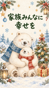 「家族みんなに幸せを」クリスマスカード｜そのまま送れる無料イラスト 97950
