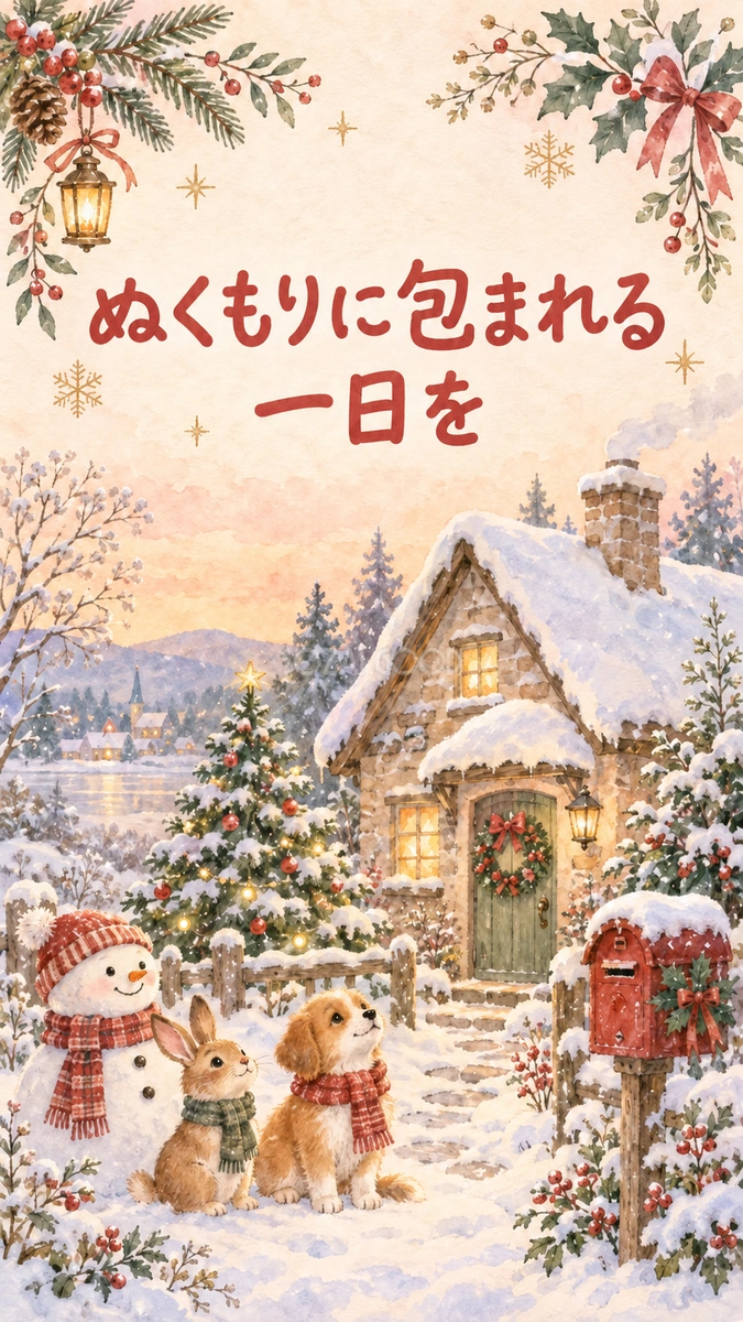 「ぬくもりに包まれる一日を」クリスマスカード|そのまま送れる無料イラスト 97951