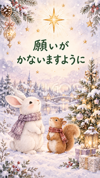 「願いがかないますように」クリスマスカード｜そのまま送れる無料イラスト 97952