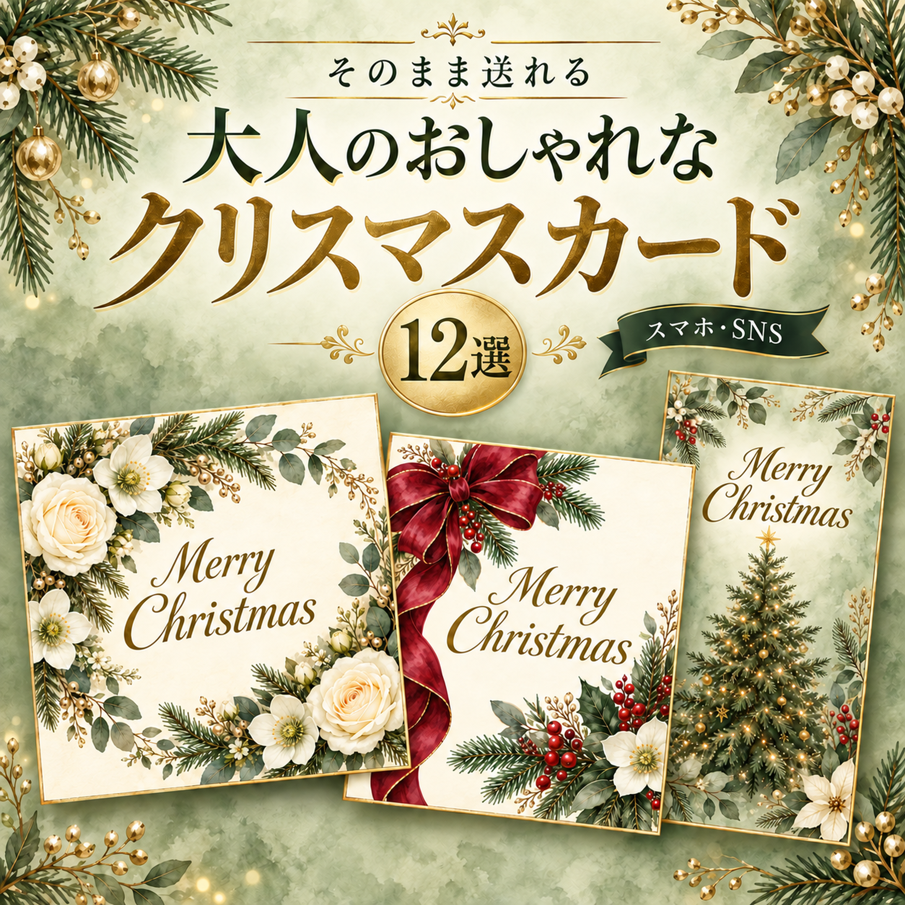 大人のおしゃれなクリスマスカード12選｜スマホ・SNSで送れる無料イラスト 97966に写真・文字を入れる