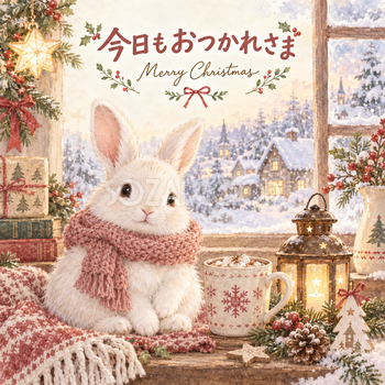 ねぎらう白うさぎのクリスマスカード｜文字あり・文字なしの無料イラスト 98007