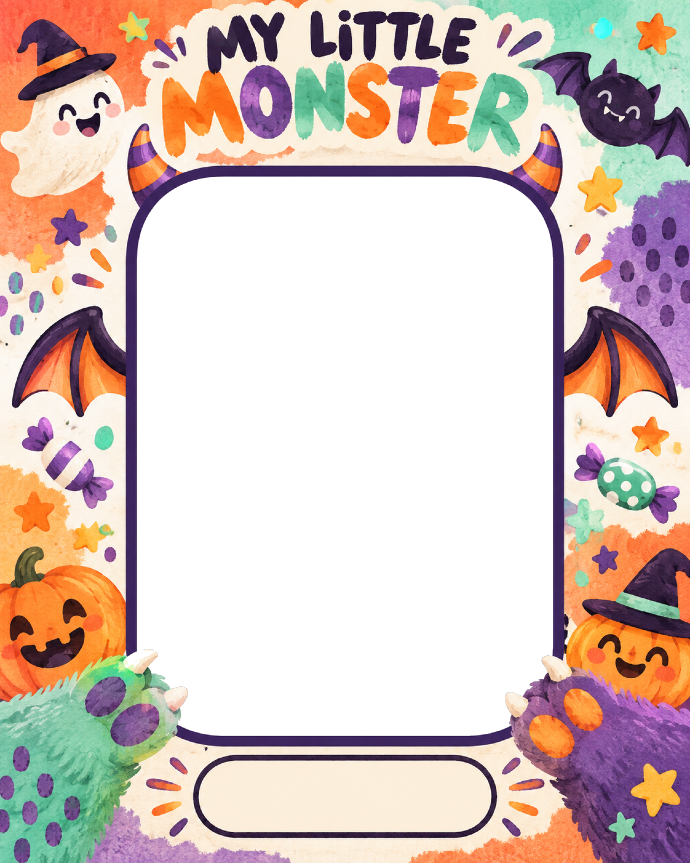 うちの子モンスターのハロウィン写真フレーム｜無料イラスト 98046に写真・文字を入れる