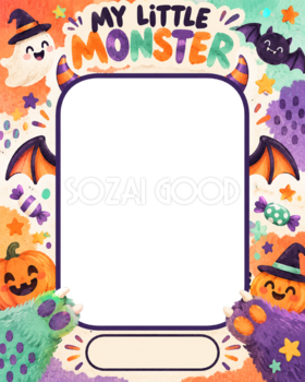 うちの子モンスターのハロウィン写真フレーム｜無料イラスト 98046
