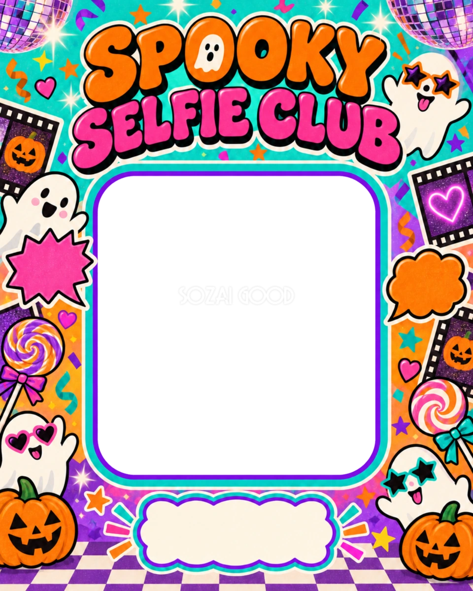ハロウィン自撮りクラブの写真フレーム|無料イラスト 98055
