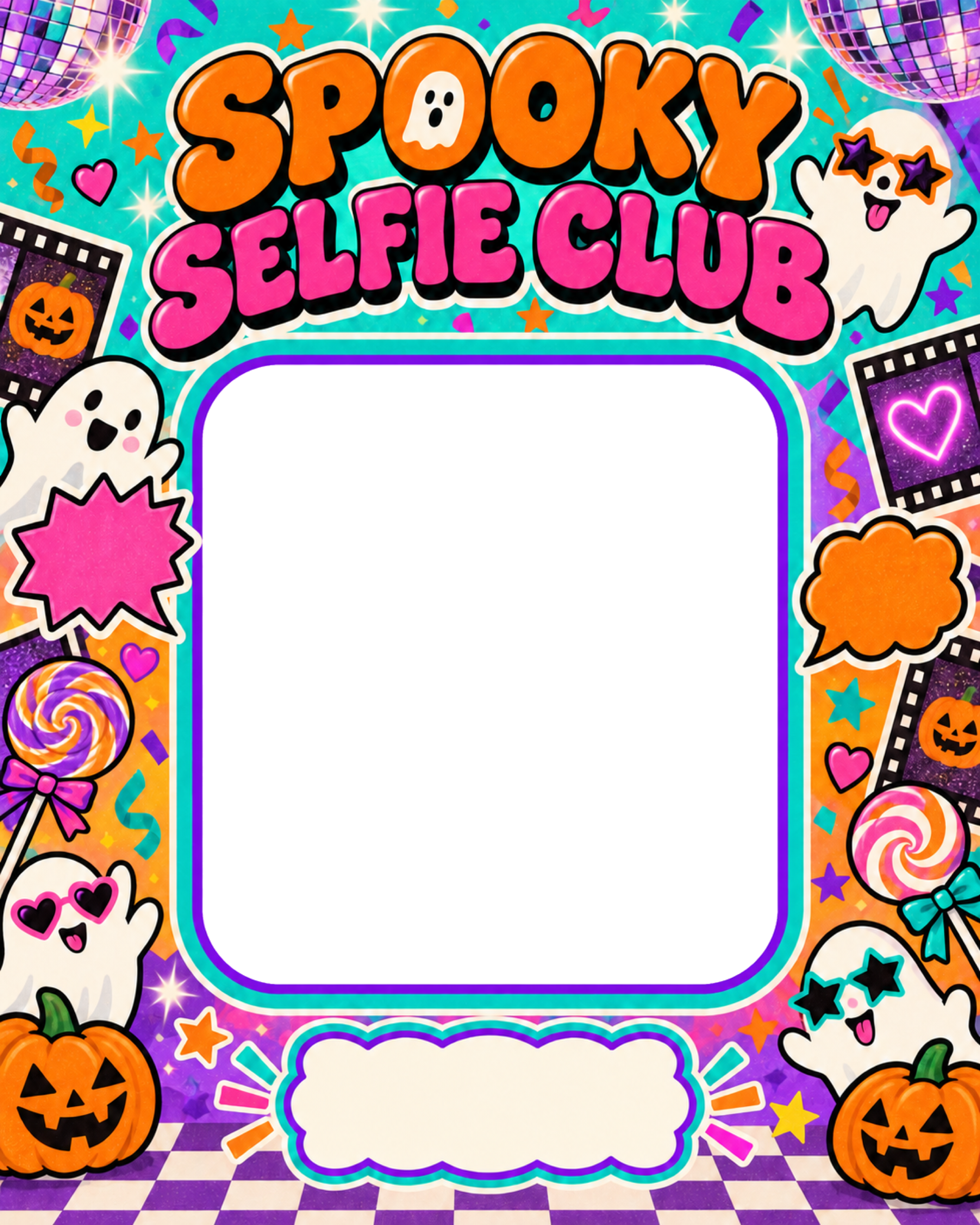 ハロウィン自撮りクラブの写真フレーム｜無料イラスト 98055に写真・文字を入れる